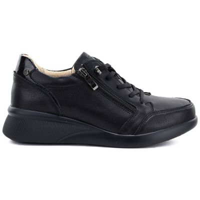 2. Women's leather wedge shoes, comfortable, black, Vinceza 79644