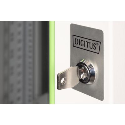 9. Digitus Unique 19" 20U wall-mounted network cabinet 600x450, glass door, gray, undivided, assembled, 100kg