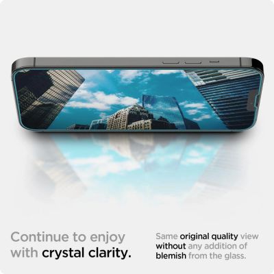 4. Spigen Glas.tR EZ Fit Tempered Glass for iPhone 13 / 13 Pro / 14 / 16e / 17e - 2 pcs.