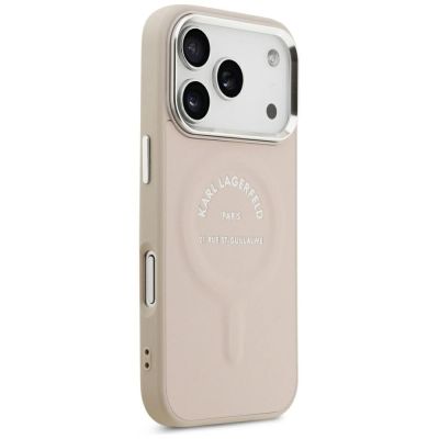 4. Karl Lagerfeld Embossed Open Ring RSG Logo MagSafe Case for iPhone 17 Pro / 18 Pro - Pink