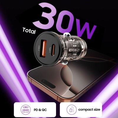 4. Tech-Protect CC01 30W 2-Port USB-A / USB-C Car Charger - Black