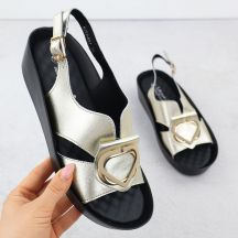 Women's gold leather wedge sandals S.Barski KV51-031