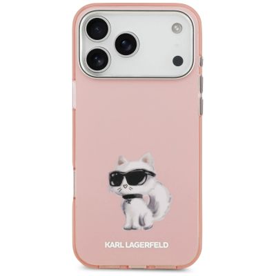 3. Karl Lagerfeld IML Aquarelle Choupette & Logo MagSafe Case for iPhone 17 Pro - Pink