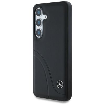 2. Mercedes Leather Curved Stitches Case for Samsung Galaxy S25 - Black