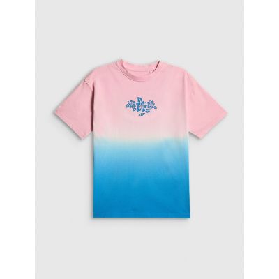 6. Girls' loose T-shirt with print 4F 4FJRSS26TTSHF4186-91A