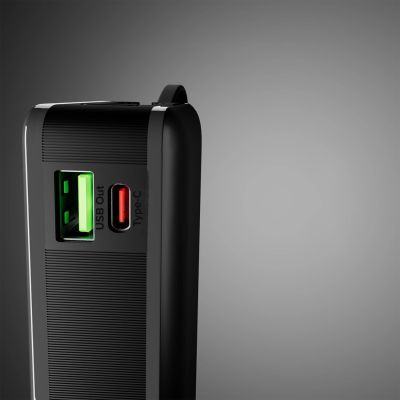 7. Powerbank SBS 20000 mAh 20W with built-in USB-C cable and digital display - black