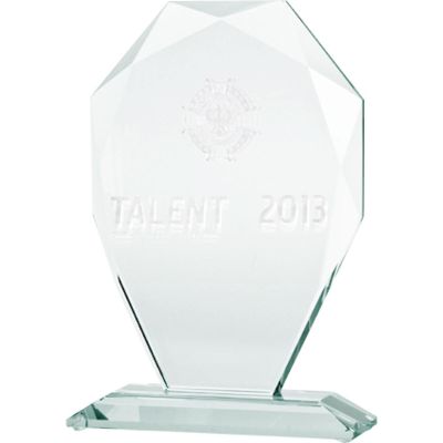 2. 3D engraved glass trophy with case