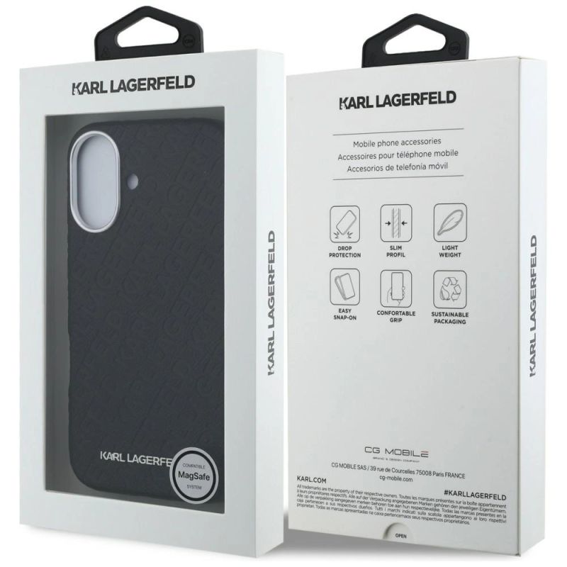 8. Karl Lagerfeld FW Stamped Karl MagSafe iPhone 16 Case - Black