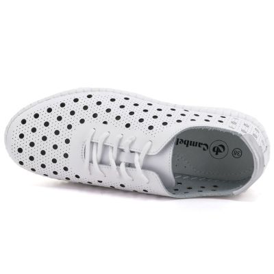 3. Women's leather openwork shoes white Cambell by Potocki DO87320