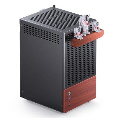 6. Jonsbo T6 Case, Mini-Tower, Mini-ITX, Tempered Glass, Wood - Black
