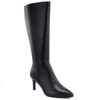 7. Women's leather boots with a high heel, insulated, black Sergio Leone KZ-30-S