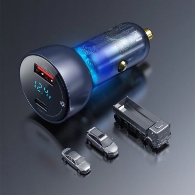 15. Baseus USB / USB Type C car charger 65 W 5 A SCP Quick Charge 4.0+ Power Delivery 3.0 LCD screen gray (CCKX-C0G)