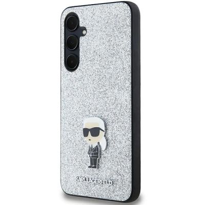 2. Karl Lagerfeld Fixed Glitter Ikonik Logo Metal Pin case for Samsung Galaxy A35 - silver