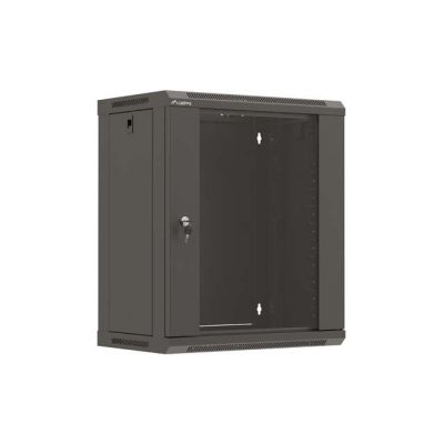 17. LANBERG WALL-MOUNTED RACK CABINET 19" 12U 540X350 BLACK GLASS DOOR (FLAT PACK)