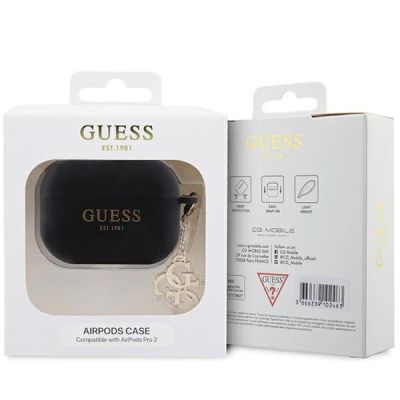 3. Guess GUAP2LECG4K case for AirPods Pro 2 cover - black Liquid Silicone Glitter Triangle Charm