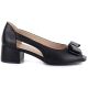 2. Open toe block heel pumps with bow, black, Potocki 12812
