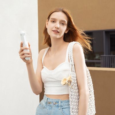 4. Jisulife Handheld Fan Life8 Mini Portable USB Fan with 2000mAh Power Bank and Flashlight - White