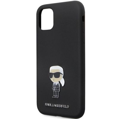 6. Karl Lagerfeld KLHCN61SMHKNPK case for iPhone 11 / Xr - black Silicone Ikonik Metal Pin