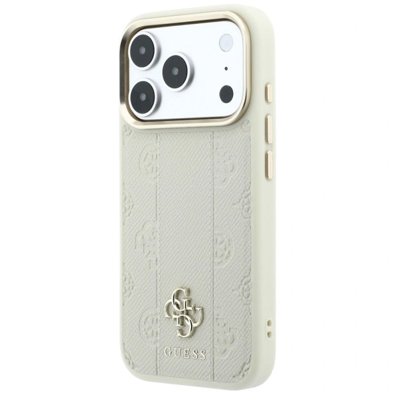 10. Guess Stripe Peony 4G Logo MagSafe Case for iPhone 18 Pro Max / 17 Pro Max - Beige