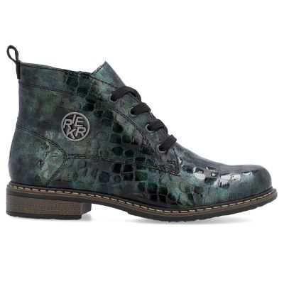 25. Women’s green patent croc ankle boots Rieker 71205-90