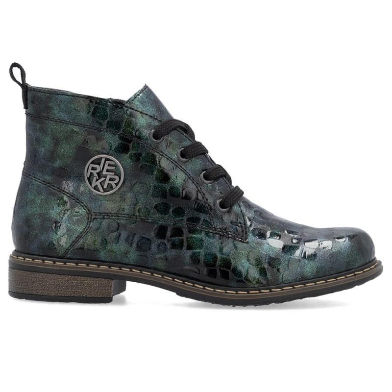 25. Women’s green patent croc ankle boots Rieker 71205-90