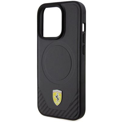 6. Ferrari Carbon Metal Logo MagSafe case for iPhone 15 Pro - black