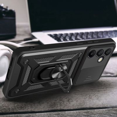 3. Hybrid Armor Camshield with Stand and Camera Cover for Samsung Galaxy A56 - Black