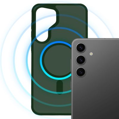 13. 3mk Smoke MagCase for Samsung Galaxy S25 - Green-Translucent