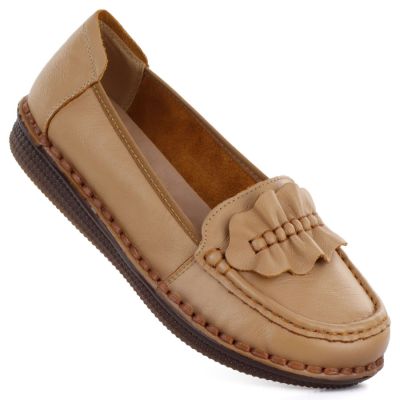 Women's leather loafers camel Artiker 58C1504