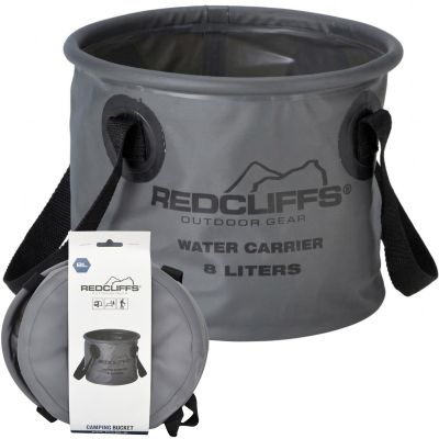 FOLDABLE TRAVEL BUCKET ROUND WATER CONTAINER 8L GREY REDCLIFFS