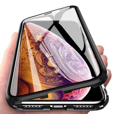 2. Wozinsky Full Magnetic Case Full Body Front and Back Cover with built-in glass for Vivo X60 black-transparent