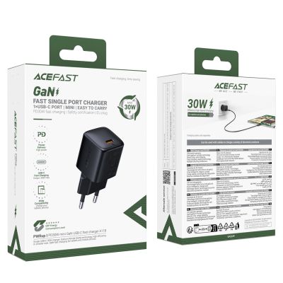 10. Acefast A118 GaN PD 30W USB-C Wall Charger - Black