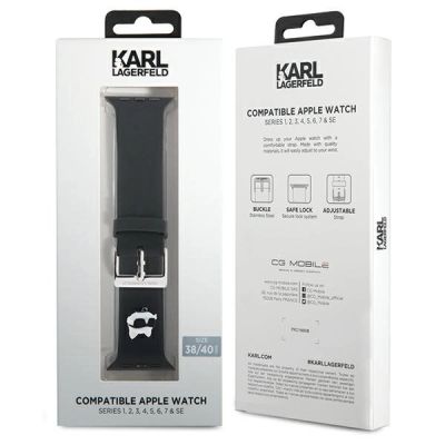 4. Karl Lagerfeld 3D Rubber Choupette Heads Strap for Apple Watch 38/40/41mm - Black