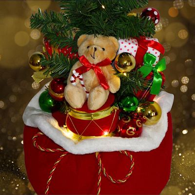 5. DECORATIVE CHRISTMAS TREE 60CM 25LED TIMER - TEDDY BEAR