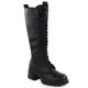 6. Women’s Leather Lace-Up Officer Boots with Block Heel, Black, Vinceza 66804