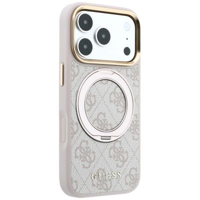4. Guess Ring Stand 360 4G Classic Logo MagSafe Case for iPhone 17 Pro Max / 18 Pro Max - Pink