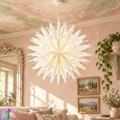 7. Hanging Paper Snowflake Decoration Ø 50 cm MICA – White
