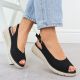 5. Women's black textile wedge sandals Vinceza 97303