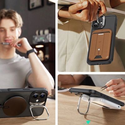 2. ESR Classic Hybrid Kickstand Halolock MagSafe Case Set + Tempered Glass for iPhone 16 - Black