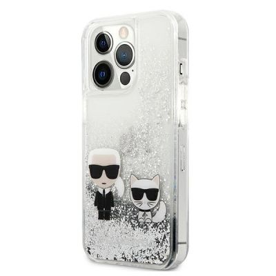2. Karl Lagerfeld Liquid Glitter Karl&Choupette case for iPhone 13 Pro Max 6.7" - silver