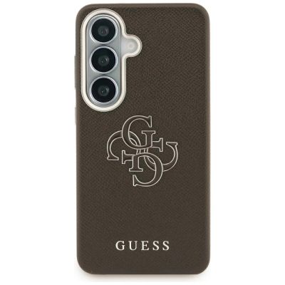 3. Guess Grained Big 4G Metal Logo Case for Samsung Galaxy S26 - Brown