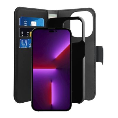 2. Puro Wallet Detachable MagSafe 2in1 PU Leather Case with Flap and Wallet for iPhone 14 Pro Max - Black