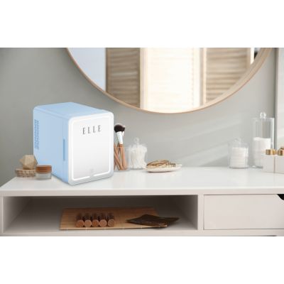 6. Mini fridge with LED makeup mirror ELLE 4L blue