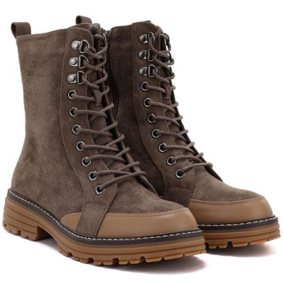 4. Women's suede worker boots brown M.Daszyński SA259-4
