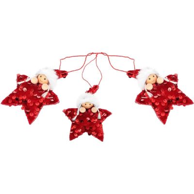 7. SET OF 3 PENDANTS STAR DOLLS RED SEQUINS