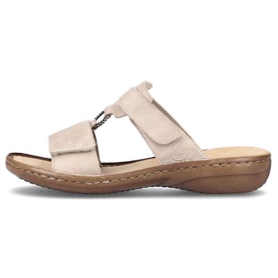 14. Comfortable Rieker W RKR681 beige flip-flops