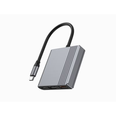 8. GEMBIRD 3-IN-1 USB TYPE-C MULTI ADAPTER (USB PORT + HDMI + USB-C VIDEO), GRAY