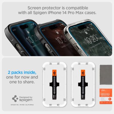 15. Spigen Glas.tR EZ Fit tempered glass for iPhone 14 Pro - 2 pcs.