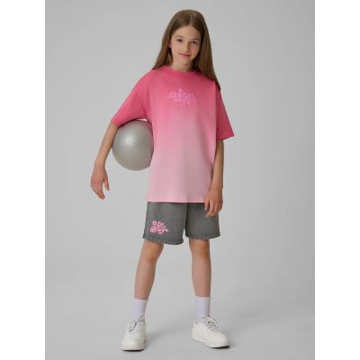4. Girls' loose T-shirt with print 4F 4FJRSS26TTSHF4186-90A