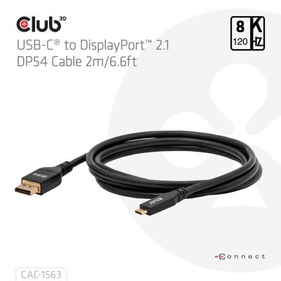4. CLUB3D CAC-1563 2m USB Type-C DisplayPort Cable Adapter Black